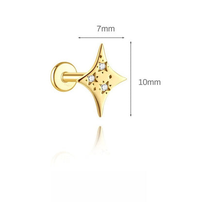ASTM F136 Geometric Star Rhinestones Flat Back Cartilage Piercing Earrings