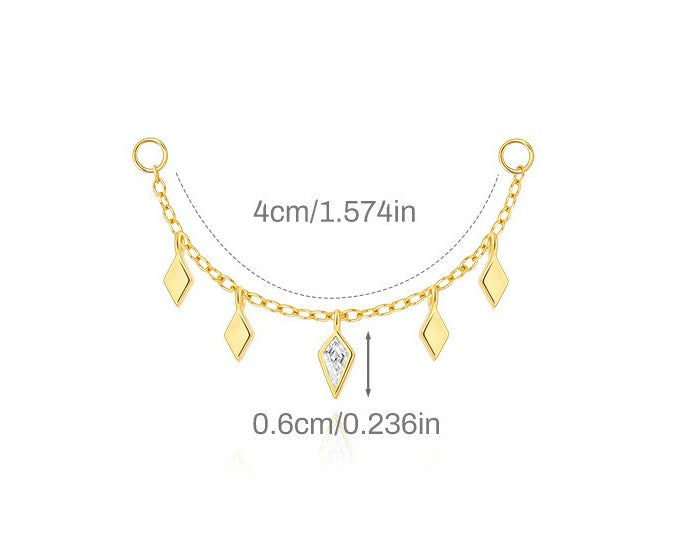 ASTM F136 Long chain rhinestones cartilage tassel dangle piercing earrings accessories