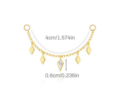 ASTM F136 Long chain rhinestones cartilage tassel dangle piercing earrings accessories