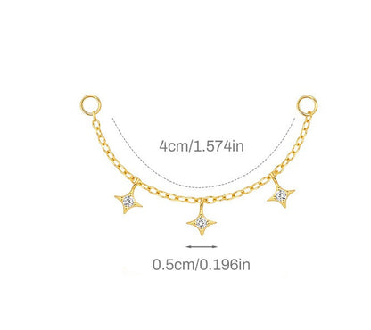 ASTM F136 Long chain rhinestones cartilage tassel dangle piercing earrings accessories
