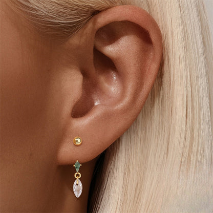 ASTM F136 C-shaped Small Stone Bead Cartilage Piercing Earrings