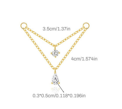 ASTM F136 Long chain rhinestones cartilage tassel dangle piercing earrings accessories
