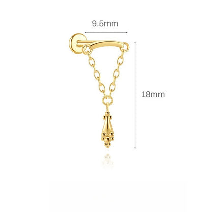 ASTM F136 Tassel Star  Moon Zircon Flat back threadless Cartilage Piercing Earring