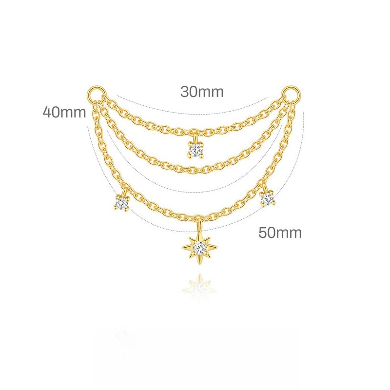 ASTM F136 multi-layers Waterdrop Tassel Pendant Cartilage Chain Piercing Earrings Accessories