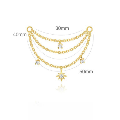 ASTM F136 multi-layers Waterdrop Tassel Pendant Cartilage Chain Piercing Earrings Accessories