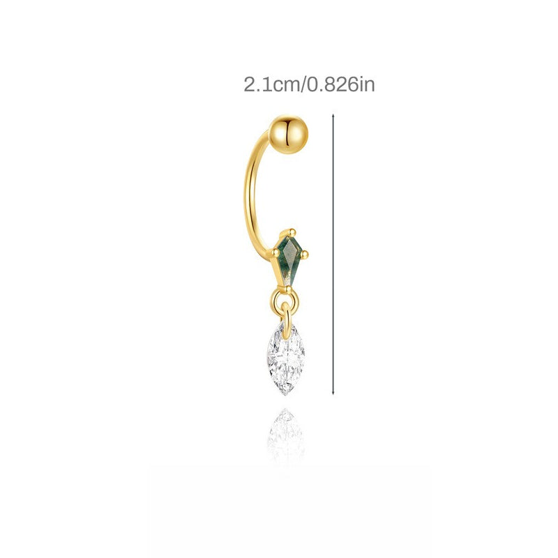 ASTM F136 C-shaped Small Stone Bead Cartilage Piercing Earrings