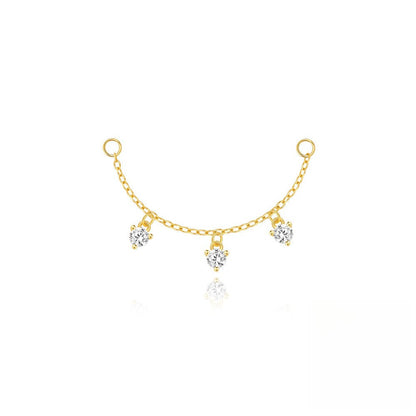 ASTM F136 Long chain rhinestones cartilage tassel dangle piercing earrings accessories