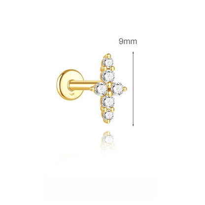 ASTM F136 Geometric Star Rhinestones Flat Back Cartilage Piercing Earrings