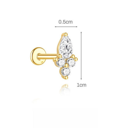 ASTM F136 Geometric Star Rhinestones Flat Back Cartilage Piercing Earrings