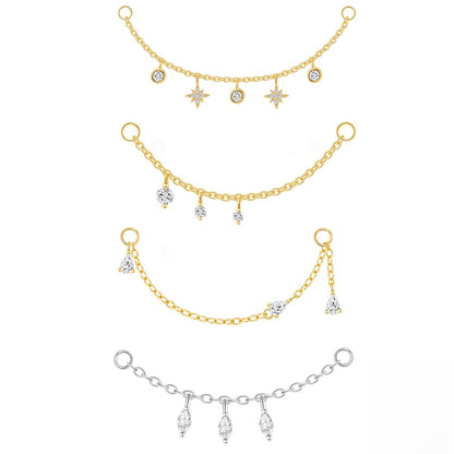 ASTM F136 Moissanite Tassel Pendant Cartilage Chain Piercing Earrings accessories