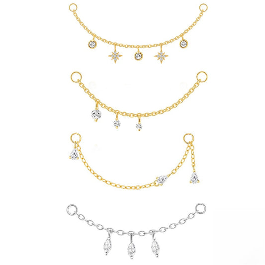 ASTM F136 Moissanite Tassel Pendant Cartilage Chain Piercing Earrings accessories