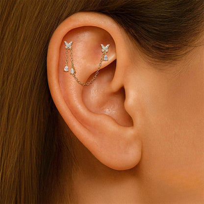 ASTM F136 Moissanite Tassel Pendant Cartilage Chain Piercing Earrings accessories