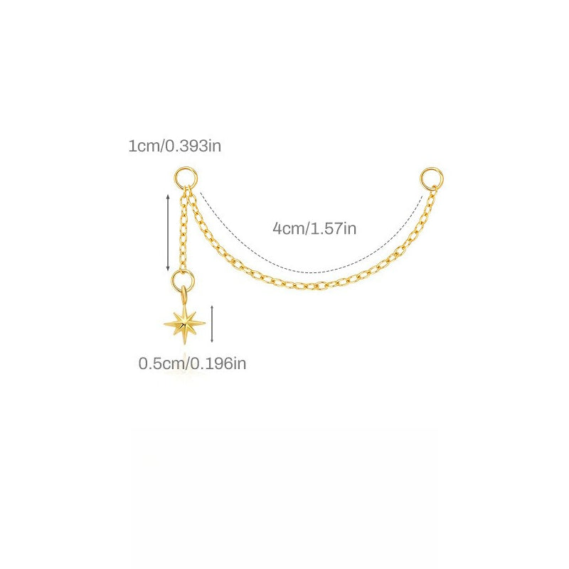 ASTM F136 Star Moon shapes Long Zircon titanium long pendant chain earrings accessories