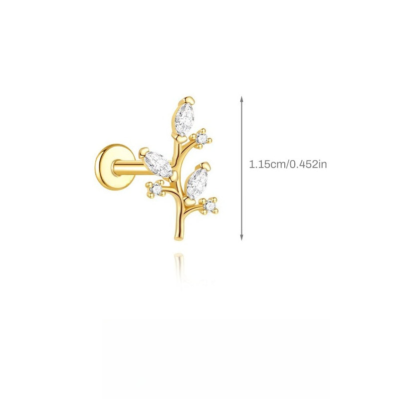 ASTM F136 Flower/ Woodpecker/Fish/Butterfly Flatback Cartilage Piercing Earrings