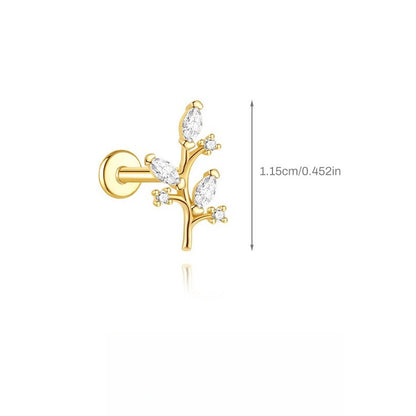 ASTM F136 Flower/ Woodpecker/Fish/Butterfly Flatback Cartilage Piercing Earrings