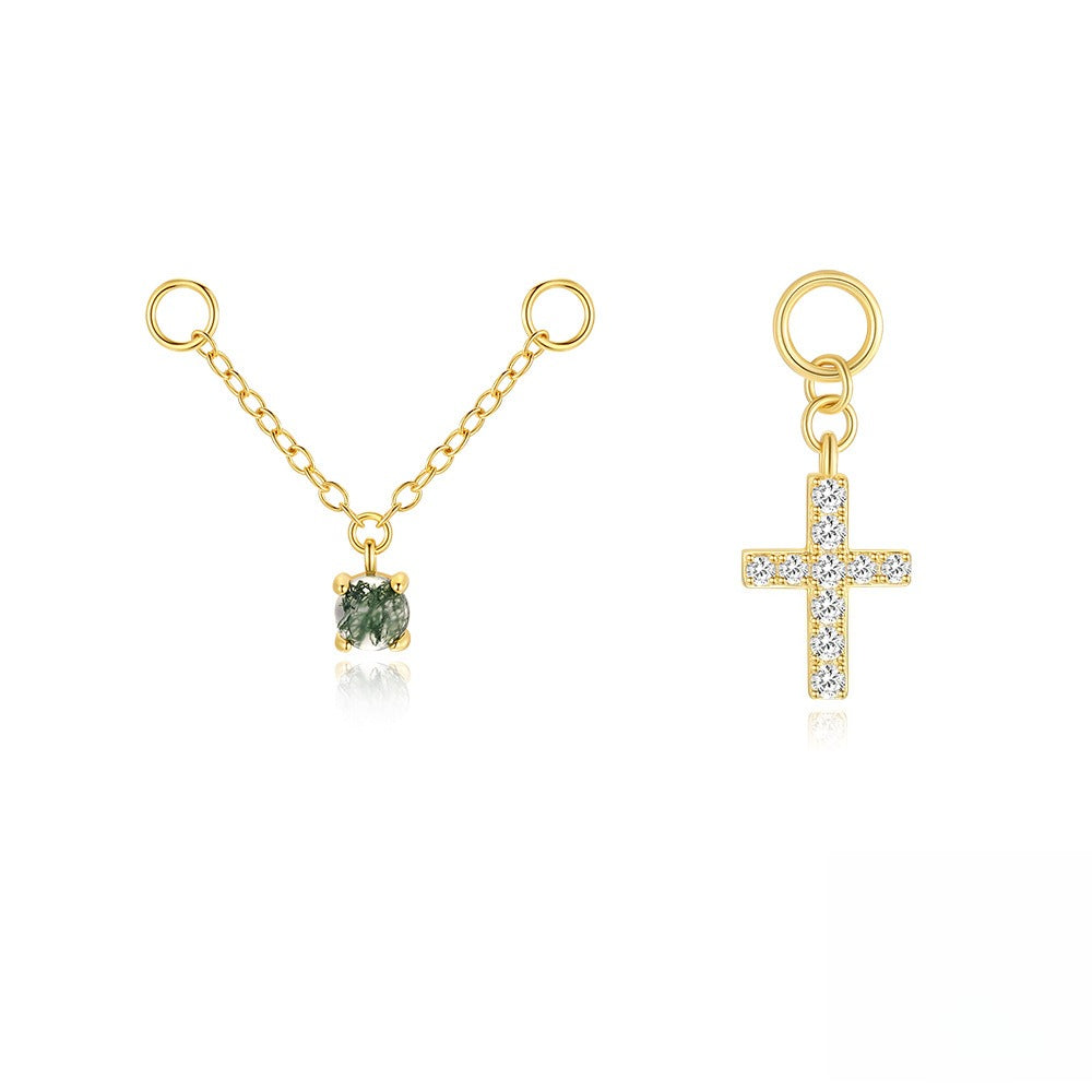 ASTM F136 Charm Cross Chain Pendant Rhinestone Earring Drop accessories