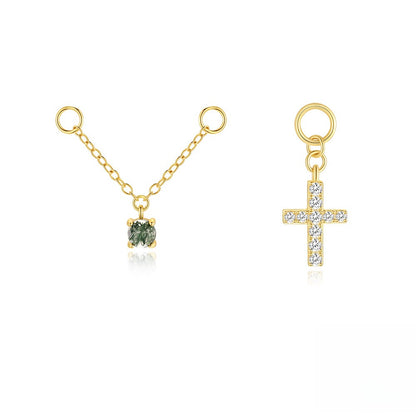 ASTM F136 Charm Cross Chain Pendant Rhinestone Earring Drop accessories