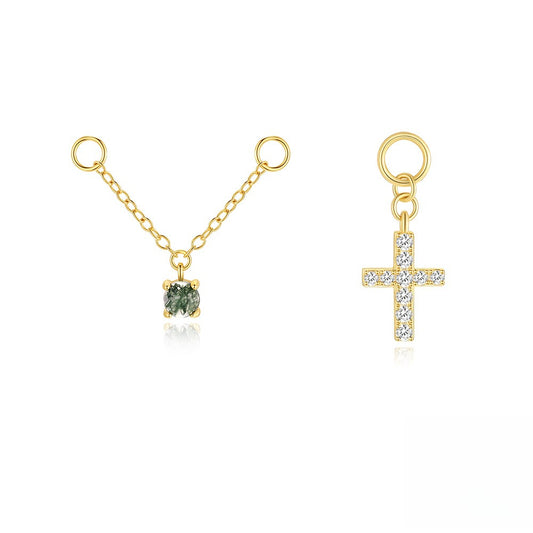 ASTM F136 Charm Cross Chain Pendant Rhinestone Earring Drop accessories