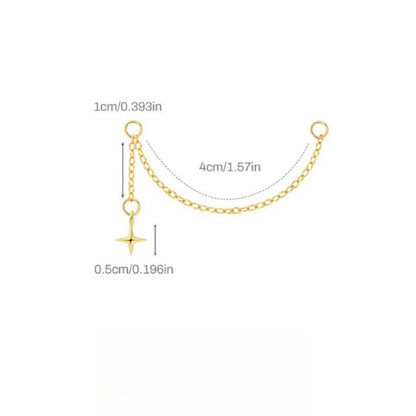 ASTM F136 Star Moon shapes Long Zircon titanium long pendant chain earrings accessories