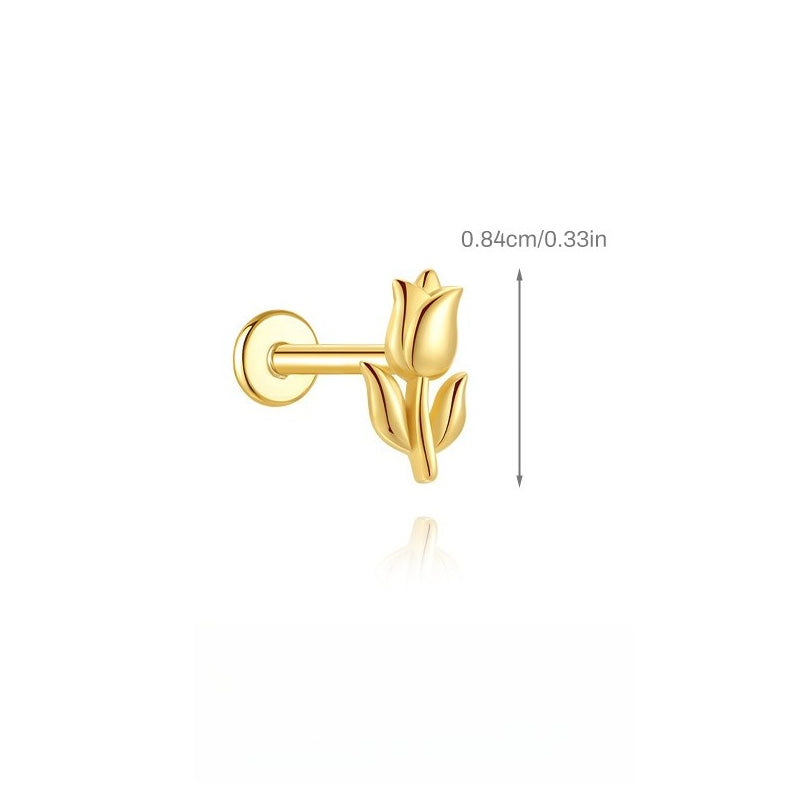 ASTM F136 Flower/ Woodpecker/Fish/Butterfly Flatback Cartilage Piercing Earrings