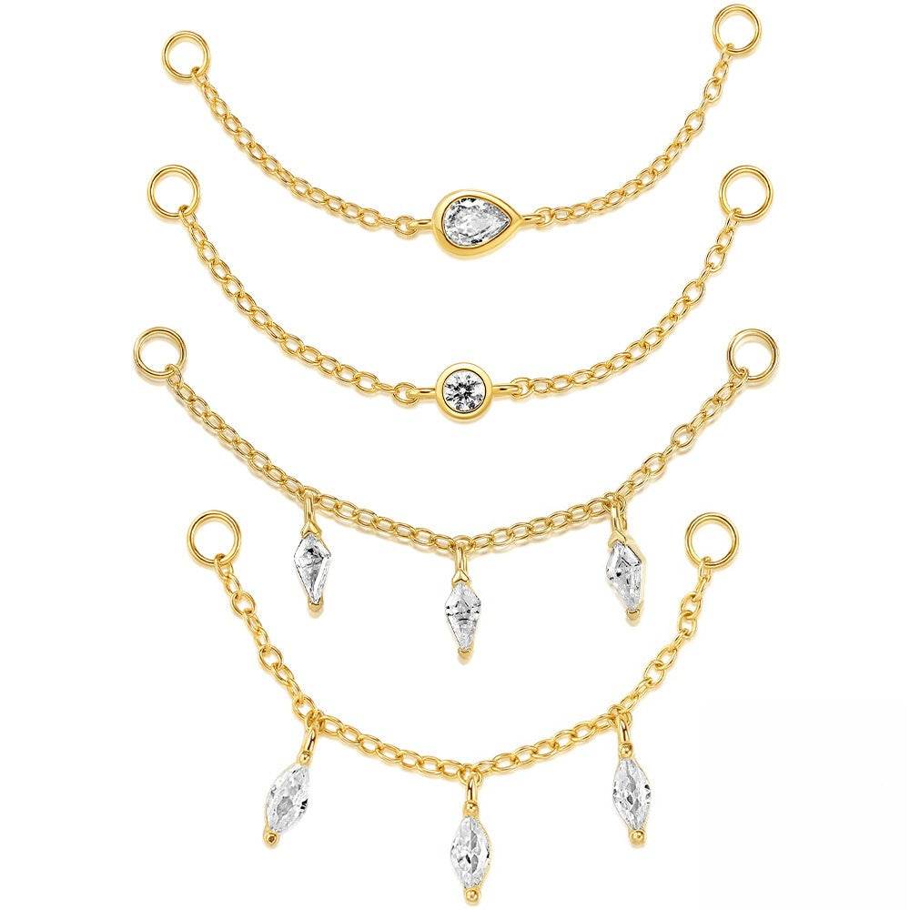 ASTM F136 Marquise Zircon Pendant Long Chain Cartilage Piercing Earrings Accessories