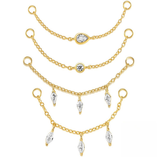ASTM F136 Marquise Zircon Pendant Long Chain Cartilage Piercing Earrings Accessories