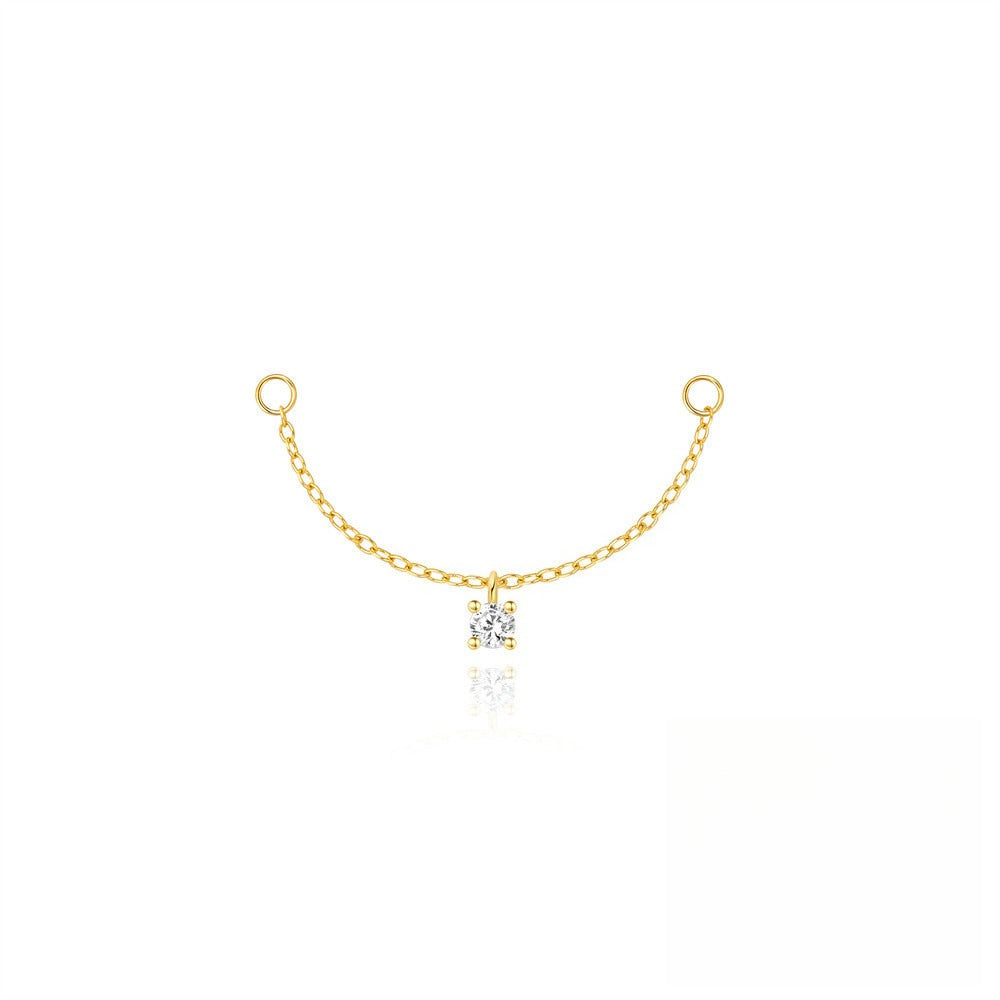 ASTM F136 Long chain rhinestones cartilage tassel dangle piercing earrings accessories