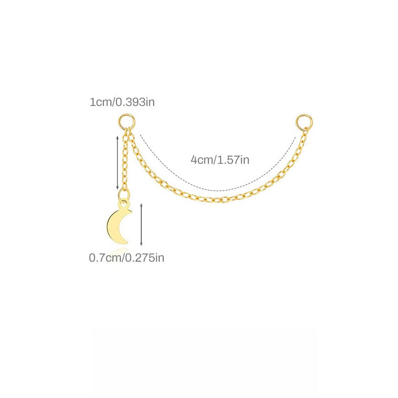 ASTM F136 Star Moon shapes Long Zircon titanium long pendant chain earrings accessories
