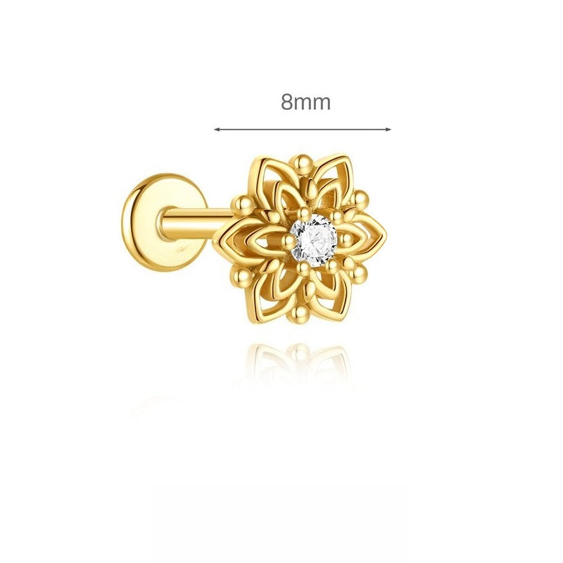 ASTM F136 Geometric Star Rhinestones Flat Back Cartilage Piercing Earrings