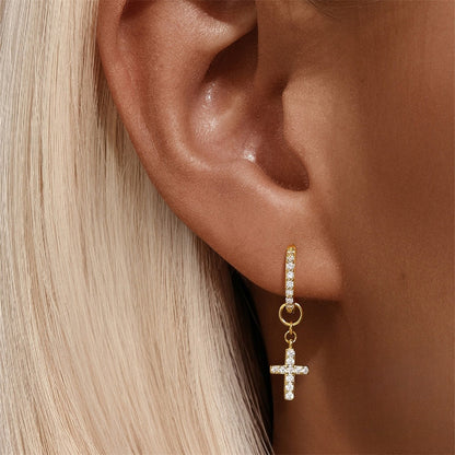 ASTM F136 Charm Cross Chain Pendant Rhinestone Earring Drop accessories