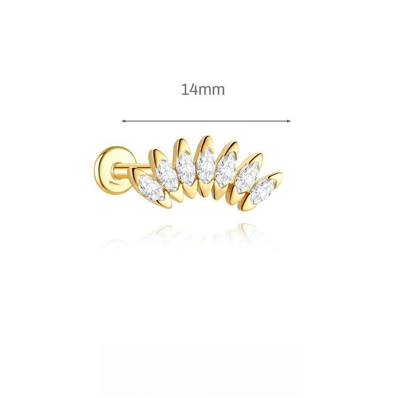 ASTM F136 Geometric Star Rhinestones Flat Back Cartilage Piercing Earrings