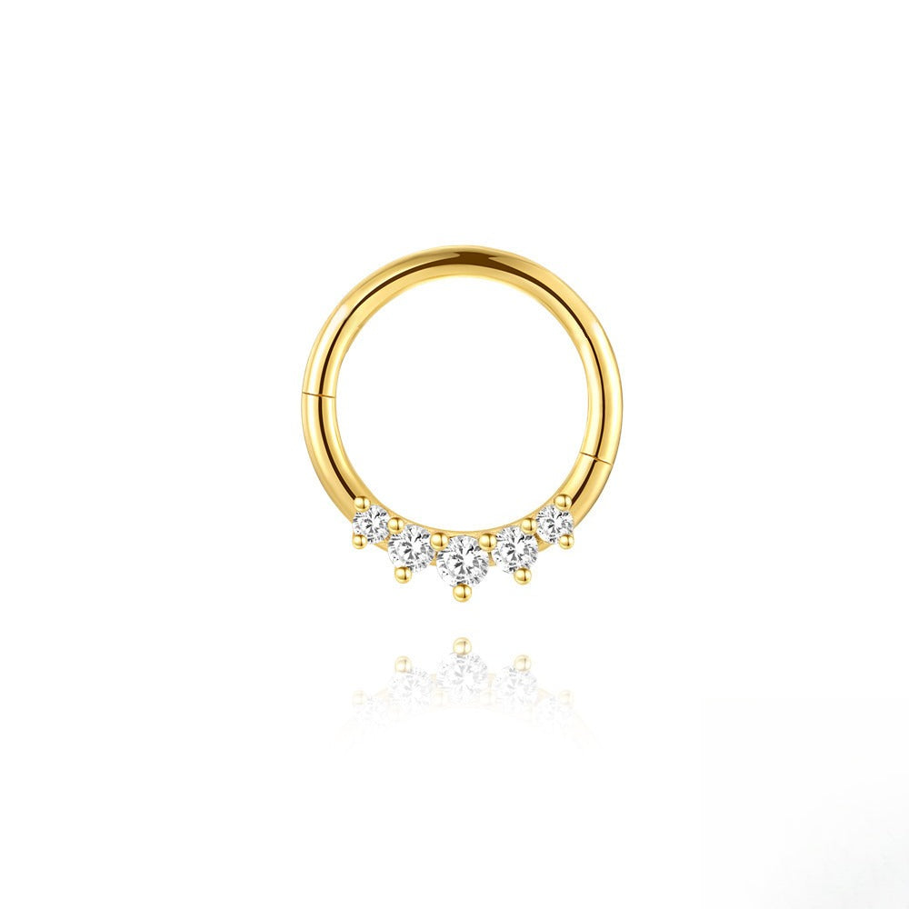 ASTM F136 Zircon Tassel Ear Cuff Nose Ring Piercing Earring Tragus