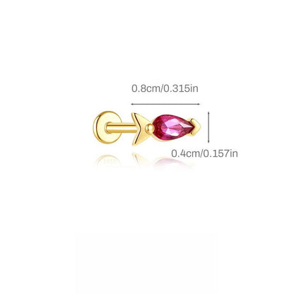 ASTM F136 Cartoon Animal Enamel baby girl Flat back Threaded Cartilage Piercing Earring