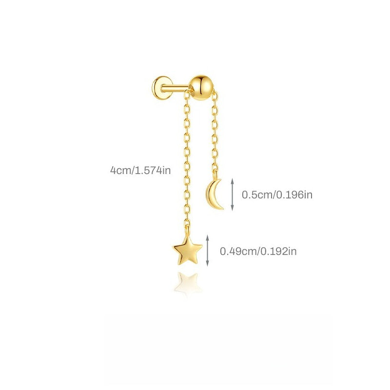 ASTM F136 Zircon classic tassel chain hidden cartilage piercing earrings