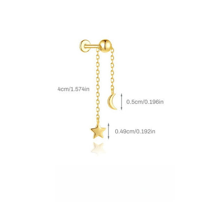 ASTM F136 Zircon classic tassel chain hidden cartilage piercing earrings