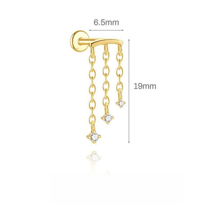 ASTM F136 Tassel Star  Moon Zircon Flat back threadless Cartilage Piercing Earring
