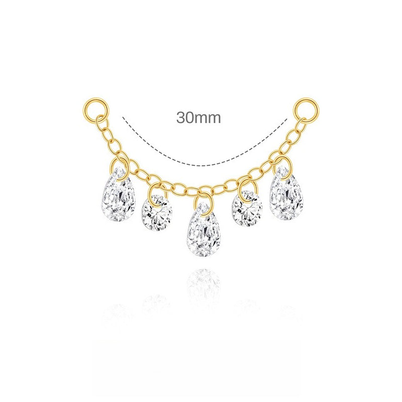 ASTM F136 multi-layers Waterdrop Tassel Pendant Cartilage Chain Piercing Earrings Accessories