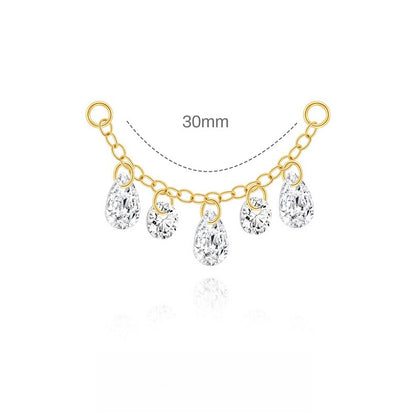 ASTM F136 multi-layers Waterdrop Tassel Pendant Cartilage Chain Piercing Earrings Accessories