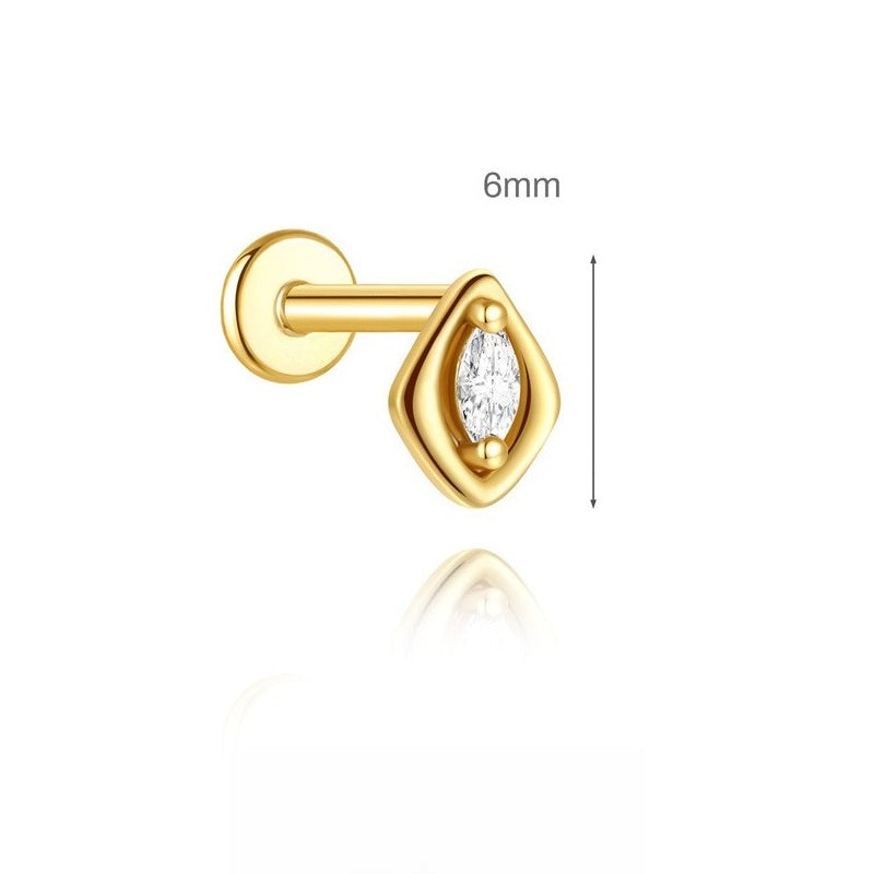 ASTM F136 Geometric Star Rhinestones Flat Back Cartilage Piercing Earrings