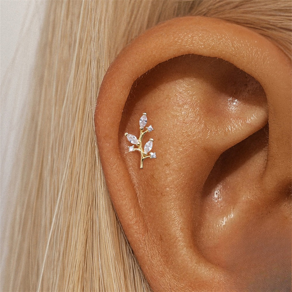 ASTM F136 Flower/ Woodpecker/Fish/Butterfly Flatback Cartilage Piercing Earrings