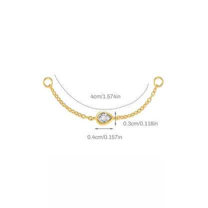 ASTM F136 Marquise Zircon Pendant Long Chain Cartilage Piercing Earrings Accessories