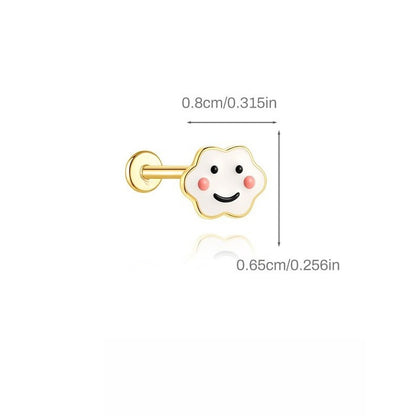 ASTM F136 Cartoon Animal Enamel baby girl Flat back Threaded Cartilage Piercing Earring