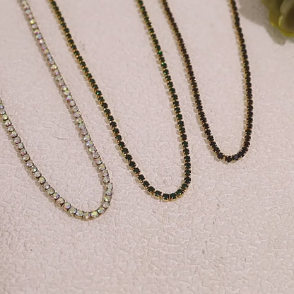 18K Gold Plated Stainless Steel Micro-Paved Green & Black Crystal Necklace – High-End Minimalist Jewelry