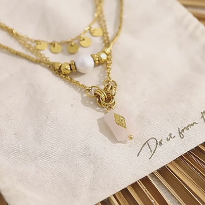 18K Gold Plated Stainless Steel Necklace Collection – Pearl, Tassel & Crystal Pendant Fashion Jewelry