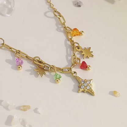 18K Gold Plated Titanium Steel New Eight-Point Star Pendant Necklace