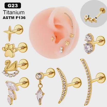 Flat-Top Titanium Screw-In Piercing Stud – Hypoallergenic Flat Back Jewelry