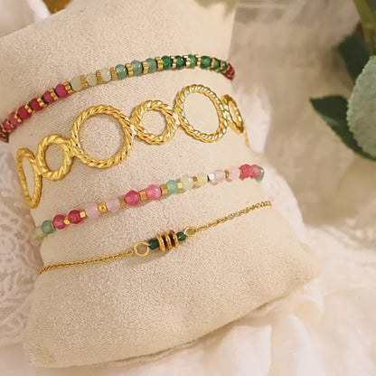 Stainless Steel Beaded Bracelet with Turquoise & Crystal – Minimalist Colorful Jewelry for Women | WANTI Jewelry