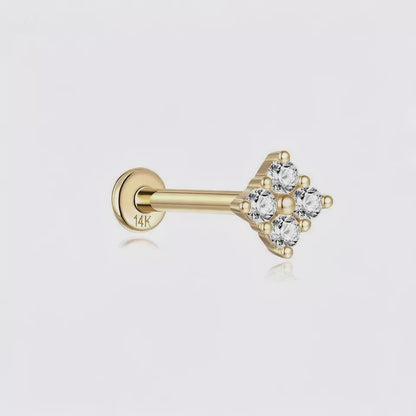 14K Gold Square-Cut Zircon Stud Earrings – Modern & Hypoallergenic
