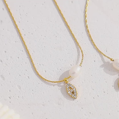 Elegant Pearl & Evil Eye Pendant Necklace & Bracelet Set – 18K Gold Plated Titanium Steel, Adjustable Length