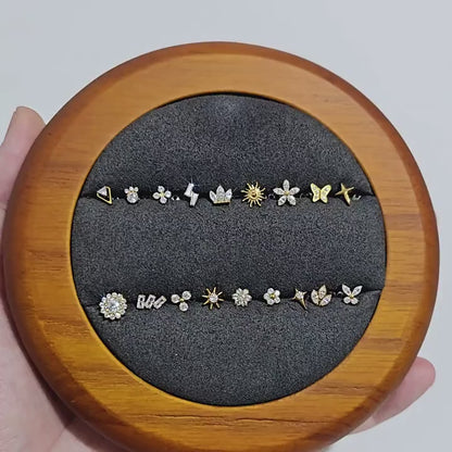 Gold Triple Round CZ Flower Microdermal – ASTM F136 Titanium Surface Implant Jewelry